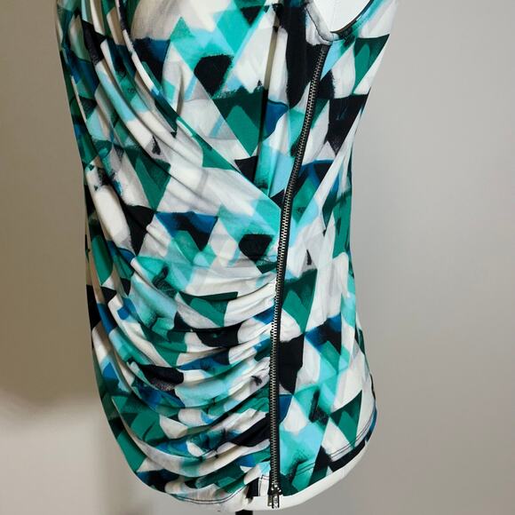 Worthington Blue/Green Geometric Sleeveless Career Blouse Womens Size Small S - Picture 5 of 9